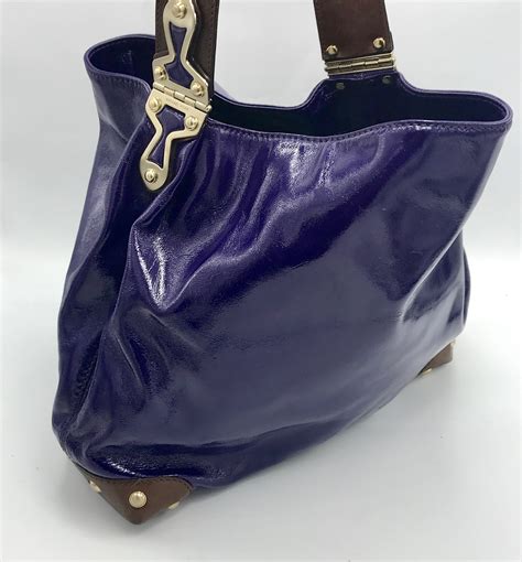 Michael Kors large Joplin purple patent leather shoulder bag